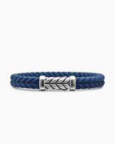 Chevron Bracelet in Blue Rubber with Sterling Silver, 9mm